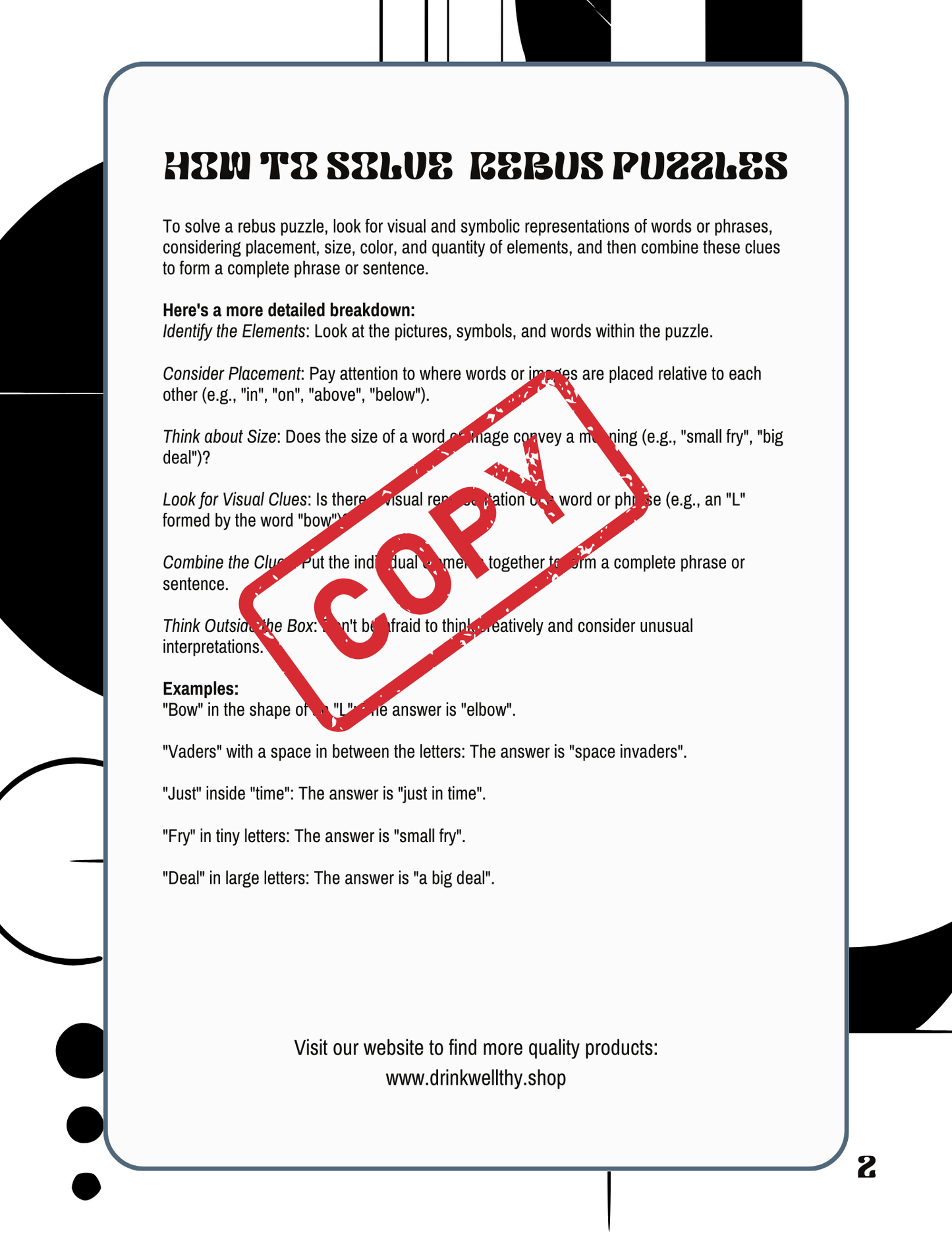 EBOOK: REBUS PUZZLES FOR THE BUSY MIND